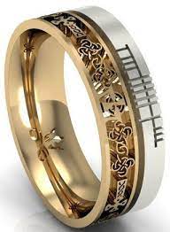 14k Two Tone Gold Celtic Cross With Ogham Script Wedding Ring Ogham Script Reads Faith Handmade And Hallmarked In Rings For Men Mens Jewelry Wedding Rings