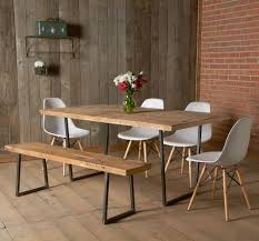 Besides, we have to use a good furniture choice such as a bench in order to make the space disappear. Modern Dining Table With Reclaimed Wood Top And Square Steel Base 72 X 36 X 30 With Standard Top Choose Finish Reclaimed Wood Dining Table Dining Table With Bench Rustic Dining