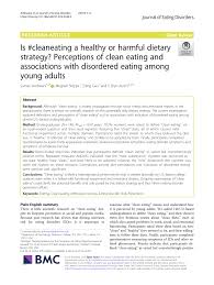 Pdf Is Cleaneating A Healthy Or Harmful Dietary Strategy Perceptions Of Clean Eating And Associations With Disordered Eating Among Young Adults
