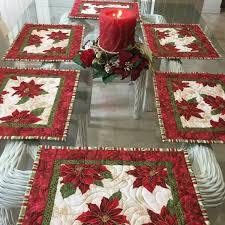 Christmas Placemats Quilted Placemats Poinsettia Placemats Etsy Christmas Placemats Christmas Quilting Projects Christmas Quilts