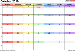 Nije bila prijestupna godina, imala je 365 dana. Kalender Oktober 2019 Als Pdf Vorlagen