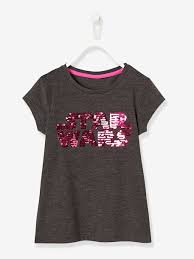 Custom flip sequin shirt (heart). Girls Star Wars T Shirt With Reversible Sequins Grey Medium Solid With Design Girls