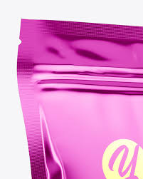 Glossy Metallic Stand Up Pouch Mockup In Pouch Mockups On Yellow Images Object Mockups