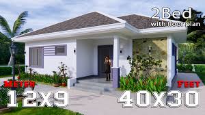 Floorplan of a 30 x 40 house. 3d Floor Plan 12x9 Meter 40x30 Feet 2 Beds House Design 3d