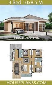 House Plans Idea 10x7 With 3 Bedrooms Sam House Plans Small House Layout Modern Bungalow House Bedroom House Plans
