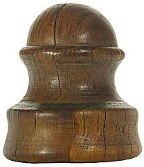 San Francisco Trolley Wooden Insulator Round Dome Variant Striated Brown Nice Wavy Grain Insulator Lights Primitive Kitchen Insulation