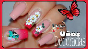 Ideas para quinceañera color coral. Decoracion De Unas A Mano Alzada En Unas Naturales Como Decorar Las Unas Diseno De Unas Paso A Paso Youtube