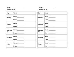 Daily Fluency Chart For Repeated Readings