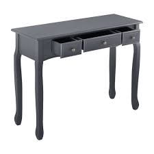 Homcho table console avec 3 tiroirs table d'entrée style industriel marron pour salon chambre couloir 100 x 35 x 92.5cm. En Casa Table Console Table D Entree Table De Salon Vintage Avec 3 Tiroirs Mdf Pieds En Pin Boutons En Metal Alliage De Zinc Gris Achat Vente Console En Casa Table Console Table