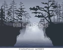 Silhouette river clipart black and white. The River Between Two High Montainous Banks Frontal View Vector Silhouette Illustration The River Between Two High Canstock