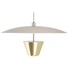 Mid Century Modern Edward Wormley For Lightolier Brass Enamel Saucer Pendant Light Pendant Light Light Chandelier Pendant Lights