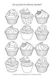 Find Two Identical Cupcakes Puzzle Cupcake Coloring Pages Coloring Pages Cute Coloring Pages