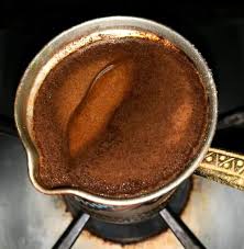 Using a small spoon, stir briefly until just combined and place pot on stovetop. Turkish Coffee Recipe Arabic Coffee Hildas Kitchen Blog