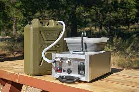 Portable water tank with pump for camping. Portable Camping Sink With Pump Water Filter Trail Kitchens