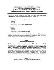 Perjanjian sewa akan disahkan setelah kedua belah pihak tanda tangan di atas materai. Contoh Surat Perjanjian Sewa Rumah Docx Perjanjian Sewa Menyewa Rumah Komplek Residen Indah Jl Raya Cimahi Blok R No 1 Ngamprah Kabupaten Bandung Course Hero