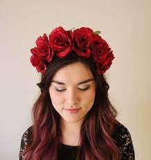 red rose flower crown floral headband floral crown floral wreath fascinator festival crown coachella rose rose flower headband floral crown floral hair