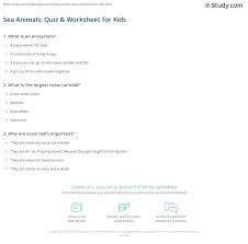 If you fail, then bless your heart. Sea Animals Quiz Worksheet For Kids Study Com