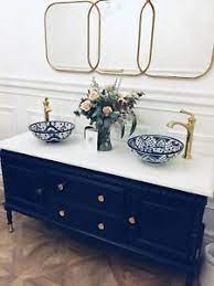 There are seemingly endless choices available for bathroom sinks and vanity cabinets. Vintage Bathroom Vanity Sink Basin Unit With Double Basins Furniture Twin Sinks Ebay