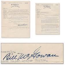 Rare HOF Bill McGowan Signed Letter, Dated 1946.
