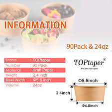 Amazon Com 24 Oz Large Paper Bowls 90 Pack Disposable Soup Bowls Plastic Free Party Supplies For Hot Cold Food Soup Industrial Scientific