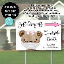 Drive By Baby Shower Yard Signbear With Maskbaby Shower Yard Etsy In 2021 Baby Shower Signs Outdoor Baby Shower Baby Shower Inspiration