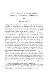 PS.-PLUTARCH'S ACCOUNT OF THE HEAVENLY BODIES IN ANAXIMENES BY JEROME MORAN  At ps.-Plutarch Stromateis 3 (DK 13 A 6) the followi
