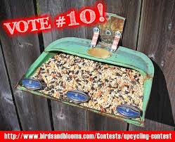 Birds And Blooms Contest Please Vote For Me Birds Blooms Upcycling Contest 10 Dust Pan Bird Feeder By Gadgetsponge Com Bird Feeders Diy Bird Feeder Backyard Birds Feeders
