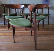 For Sale On 1stdibs Set Of Six Three Legged Chairs In Teak With Moss Green Mohair Covered Dining Room Chairs Antique Dining Room Chairs Danish Dining Chairs
