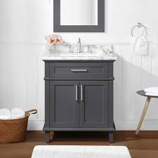 Home Decorators Collection Sonoma 30 In W X 22 In D Bath Vanity In Dark Charcoak With Carrara Marble Vanity In 2020 Marble Vanity Marble Vanity Tops Carrara Marble