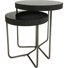 Sold in set of 2. Knightsbridge Set Of 2 Side Tables With Black Tinted Glass Libra