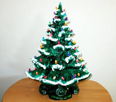 19 Ceramic Christmas Tree Vintage 1969 Lighted 3 Piece Large Green Flocked Snow Hand Painted Mul Ceramic Christmas Trees Vintage Christmas Tree Christmas Tree