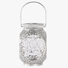 Brocade Lantern 13x21 Cms Lanterns Metallic Silver Silver