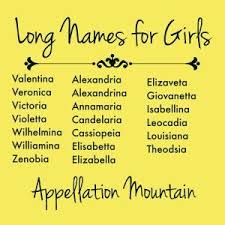 Long Names For Girls Elizabella And Anastasia Appellation Mountain Girl Names Character Names Names