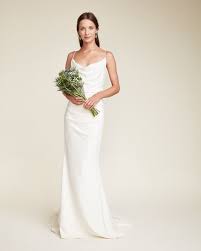 Tara Bridal Gown A Draped Cowl Neckline Suspended With Thin Spaghetti Straps Give This Figur Slip Wedding Dress Nicole Miller Wedding Dresses Silk Bridal Gown