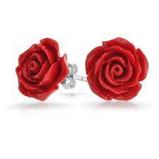 Bling Jewelry Bling Jewelry Silver Plated Rose Flower Stud Earrings 13 Liked On Polyvore Featuring Jewelry Earrings Red Post Earrings Rose Gold Tone