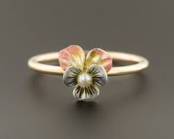 Reserved For M Pansy Ring 14k Gold Pansy Ring Antique Pin Conversion Ring Antique Pansy Ring Flower Ring 14k Gold Ring Antique Rings Pansies Jewelry Post