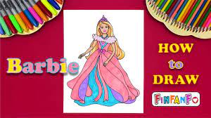 How To Draw Barbie Princess Step By Step I Barbie Princess Dress - Youtube