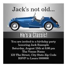 Mans Classic Car Birthday Party Invitation Zazzle Com Cars Birthday Parties Birthday Party Invitations 90th Birthday Parties