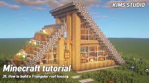Minecraft Tutorial How To Build A Triangular Roof House 35 Youtube In 2021 Minecraft Tutorial House Roof Cute Minecraft Houses