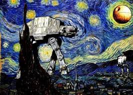 Van Gogh Would Be Proud I Am Sure A Galaxy Far Far Away Is What He Had In Mind When Painting Starry Night Star Wars Painting Star Wars Art Star Wars