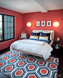 Loving The Color Scheme Especially That Rug Navy Coral Bedroom Rug Color Decorating Red Bedroom Design Bedroom Red Eclectic Bedroom Design