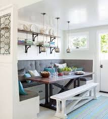 The bench is the perfect place to add some cabinets or also, the tabletop and the seats have a dark finish which contrasts with the distressed white surfaces. Breakfast Nook Benches Ideas On Foter