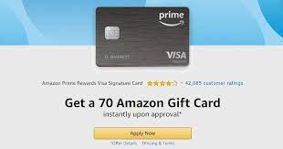 The amazon.com store card is available to customers with an amazon.com account, subject to equal monthly payments offers may apply to purchases made using the amazon secured card. Amazon Tip Get A 70 Gift Card When You Sign Up For Amazon Prime Rewards Visa Cnet