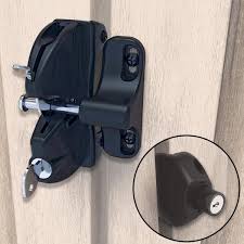 Surround your home with beauty and durability using veranda vinyl fencing. Lokk Latch D D Black Two Sided Key Lockable General Purpose Gate Latch 50110 The Home Depot