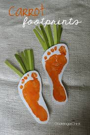 Spring Footprint Art Bunny And Carrots Onekriegerchick Easter Crafts For Toddlers Easy Easter Crafts Easter Crafts