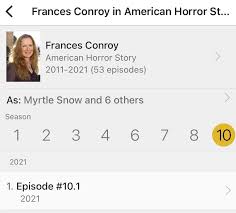 Frances conroy as myrtle snow. The Ahs Zone à¸šà¸™à¸—à¸§ à¸•à¹€à¸•à¸­à¸£ Frances Conroy S Imdb Profile Has Been Updated To Include American Horror Story Season 10 She Is Also Listed With The Cast For The Premiere Ahs Https T Co 9bstunlv9a