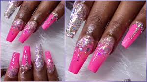 Neon acrylic nails, blue acrylic nails, gel nails. Baby Blue Coffin Babyboomer Acrylic Nails Tiny Nails Transformation Art Tutorial Youtube