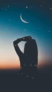 Tap and hold on the image and choose save picture as. Wallpaper Silhouette Starry Sky Stars Moon Night Night Sky Stars Moon 938x1668 Wallpaper Teahub Io