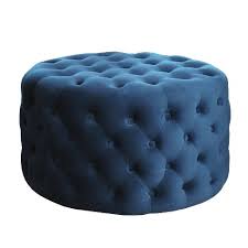 This collection features elegant diamond tufting in sumptuous gray or light blue velvet and sits atop a glam brushed gold base. Jemma Tufted Round Velvet Ottoman Blue Abbyson Living Target