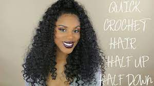 How To Crochet Hair Half Up Half Down Hairstyle Youtube Half Up Half Down Hair Night Hairstyles Half Up Hair